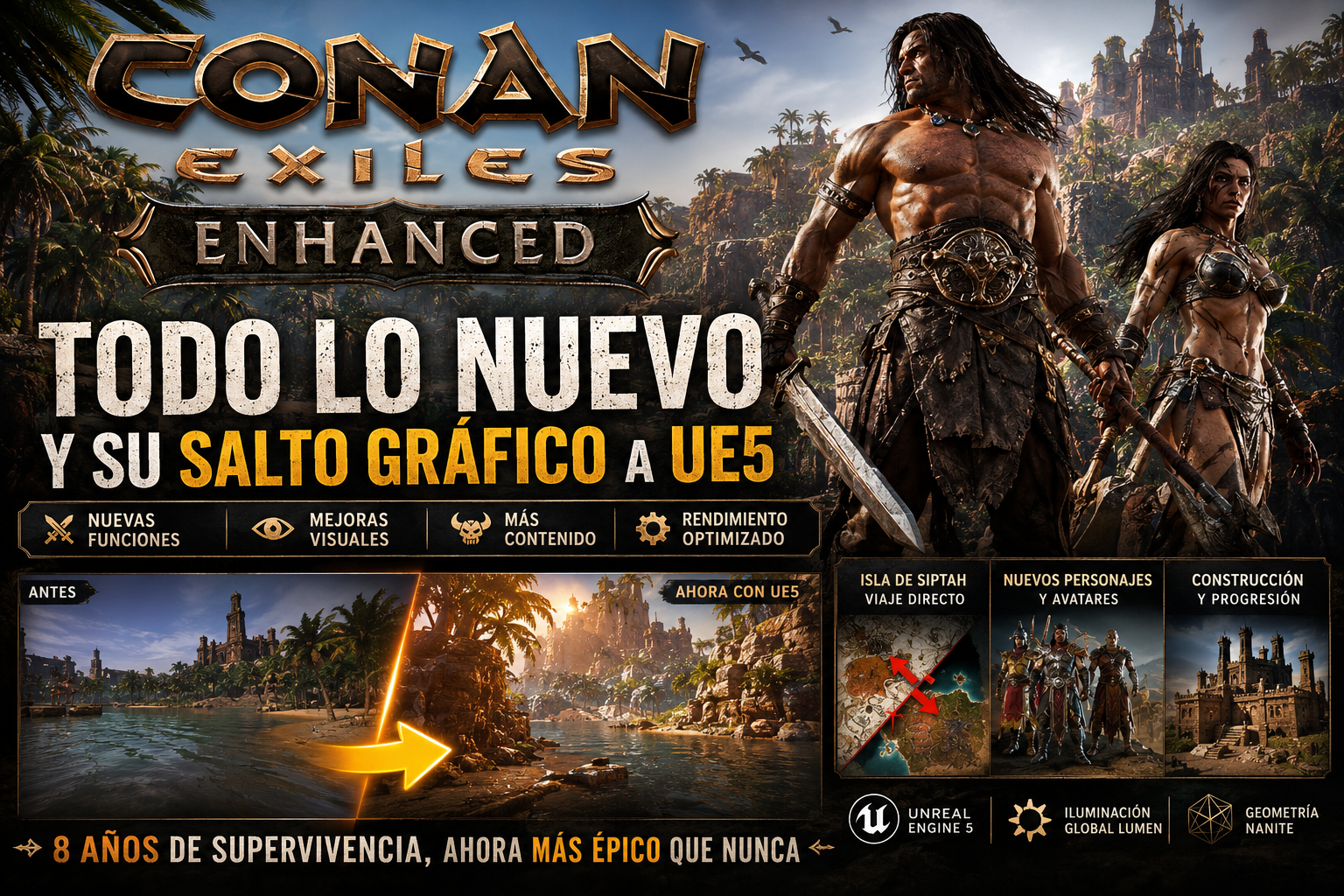 Conan Exiles Enhanced — acaba de resucitar como un&nbsp;dios