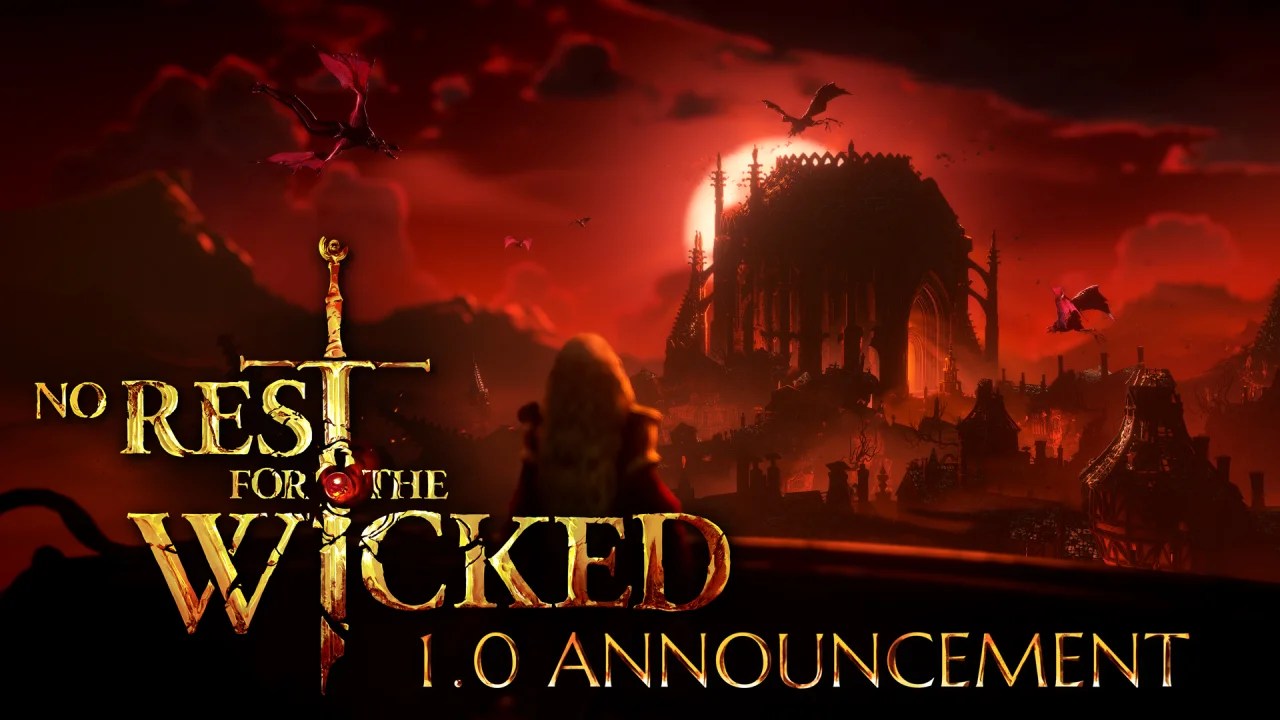 Arte oficial del anuncio de la versión 1.0 de No Rest for the Wicked